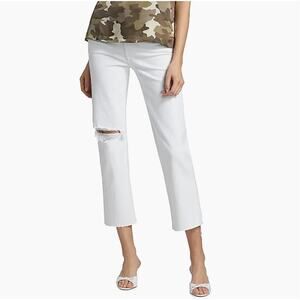 Re/done 70s Distressed High-Rise Ankle Crop Jeans 27 Worn White